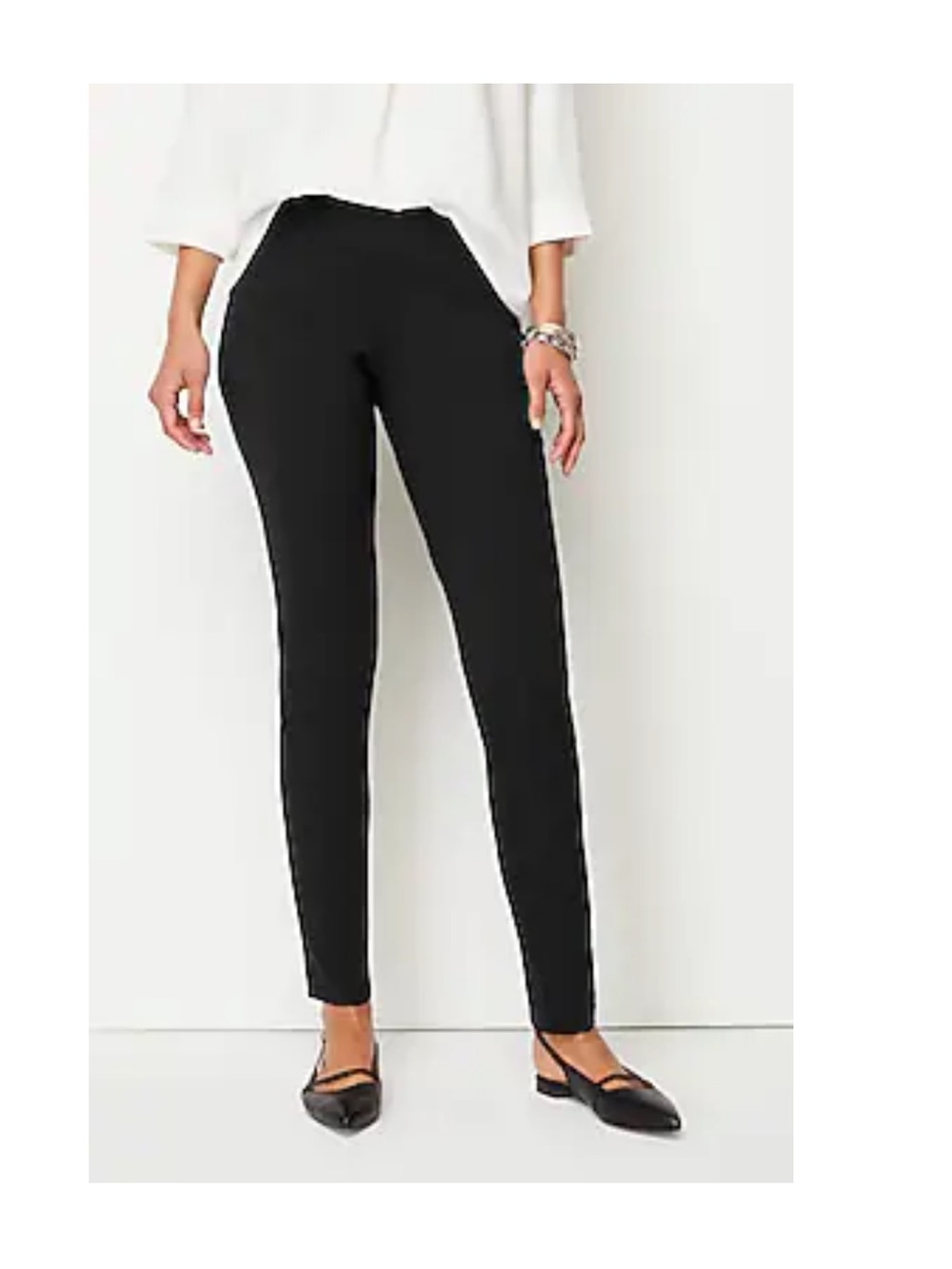 J Jill Wearever Collection Smooth Women's Slim Black Ankle Pants - Classic Ponte